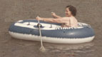 Glad in a boat